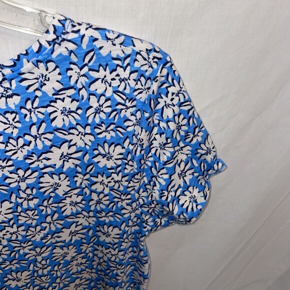 Lilly Pulitzer Womens Activewear Blouse Size Large Blue Floral Athleisure - Picture 10 of 12